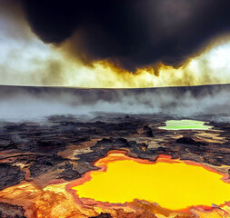 Acid Lake Desert Volcano hydrothermal system Danakil Dallol Ethiopia