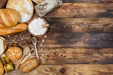 Fresh and delicious bread for eating, different breads for making toast and eating, bread made from...