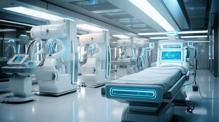 High-tech modern hospital ward equipped with the latest medical facilities