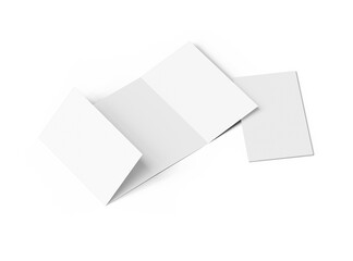 Blank 4-panel roll fold leaflet 3d render on transparent background 