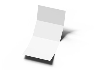 Blank 4-panel roll fold leaflet 3d render on transparent background 