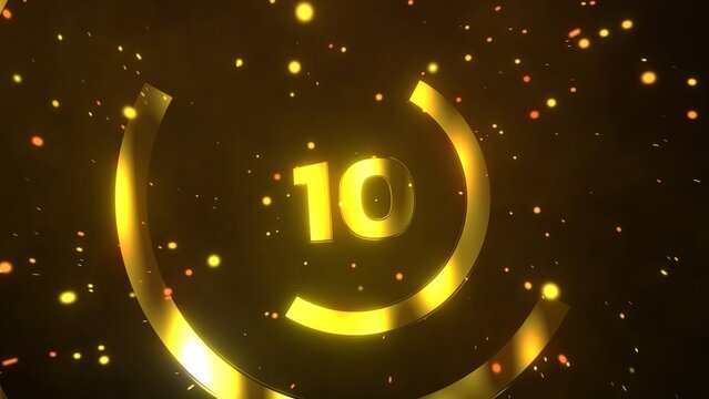 Golden 10 Seconds Countdown Timer Clock Animation