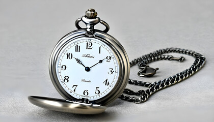 Silver Pocket Watch with Chain