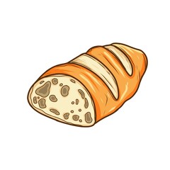 slice a baguette bread illustration on white background - 693227313