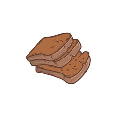 dark rye bread illustration on white background - 693227357