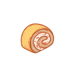 jelly roll bread illustration on white background