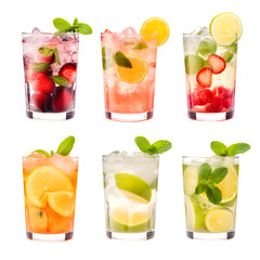 Refreshing drinks for summer  isolated on transparent background Generative AI	 - obrazy, fototapety, plakaty