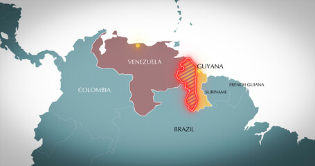 borders of Venezuela and Guyana. Territorial dispute between Venezuela and Guyana. A crisis.
 - obrazy, fototapety, plakaty