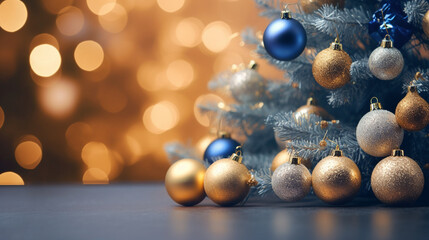 Fototapeta premium Minimalist Bliss: A Tranquil Scene with a Christmas Tree and Gifts, Capturing the Essence of Holiday Joy in Subtle Elegance