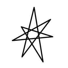 Simple line pattern in the shape of a seven-pointed asymmetrical star, modern abstract design,...