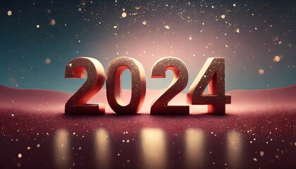 New Year 2024 Banner Celebration Poster Pink Spark Wallpaper Poster 