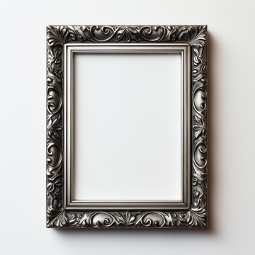 a silver picture frame on a white background