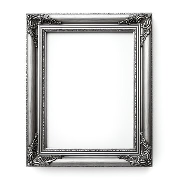 a silver frame with a white background