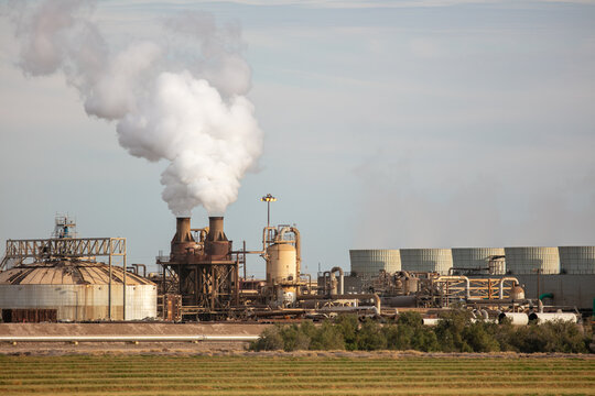 Salton Sea, California, November 12, 2023: A Geothermal Plant Near Salton Sea making electricity from steam