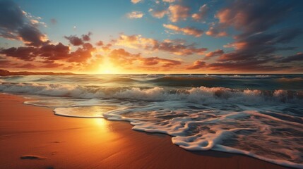 Beautiful sunset on the beach. Generative AI