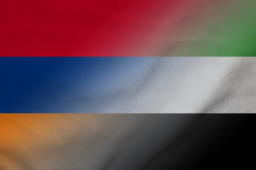 Fototapeta premium Armenia and UAE official flag transborder relations ARE ARM