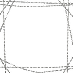 Edgy elegance: A square frame forged from cascading metal chains, ready to download in transparent PNG.