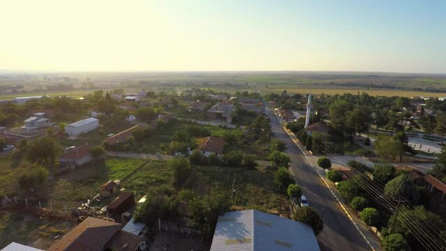 A small village in the Thrace countryside in the Turkey. Aerial Trakya Sarilar Village
