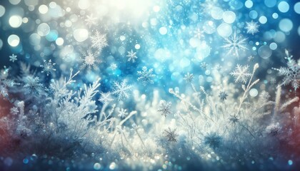 Fototapeta na wymiar Enchanting Winter Wonderland Background with Sparkling Snowflakes