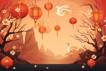 traditional chinese festival banner in illustration