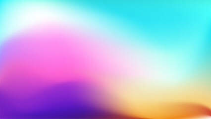 Bright Blurred gradient blue yellow teal pink purple background. Colorful Blurred backdrop with place for text. Vector illustration for your graphic design, banner, poster, wallpapers, theme or websit