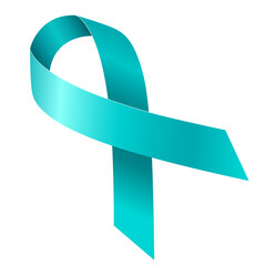 Teal Awareness ribbon. Awareness for cervical cancer, Ovarian Cancer, Polycystic Ovary Syndrome, Post Traumatic Stress Disorder, Obsessive Compulsive Disorder. PNG file on transparent background,
