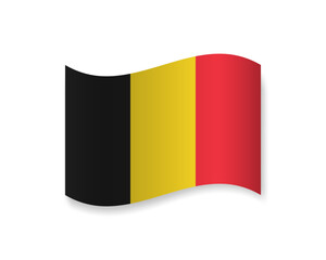 Flag of Belgium flat icon. Wavy vector element with shadow underneath. Best for mobile apps, UI and web design.