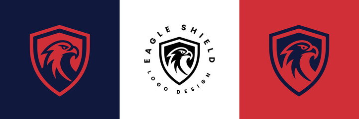 Eagle shield logo Design, Shield eagle logo inspiration, Eagle and shield logo design, Bird, falcon or hawk head badge emblem vector icon