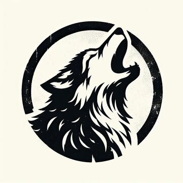 illustration of howling wolf, vintage grunge logo, ai generate