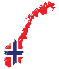 Norway map. Map of Norway with Norway flag.