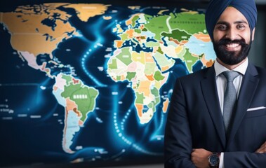 East Indian Male Ceo Professional Employment Attractive Background Generative AI