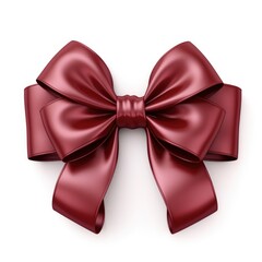 A red bow on a white background. Photorealistic clipart on white background.