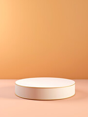 A white round object on a pink surface. Monochrome peach fuzz background.