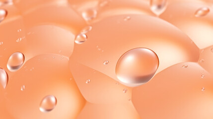 A lot of water droplets on a surface. Monochrome peach fuzz background.
