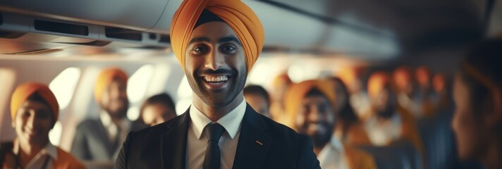 East Indian Man Flight Attendant Job Profession Handsome Setting Generative AI - obrazy, fototapety, plakaty