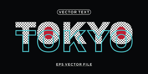 tokyo text style effect stock vector