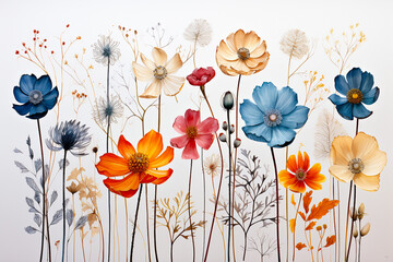 Watercolor paintings Cosmos flower symbols On a white background. 