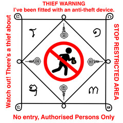 talisman english version strong power for defend burglar attached to a door or fence.