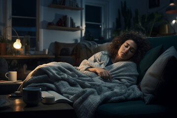 Tranquil Night In: Peaceful Rest on the Living Room Sofa