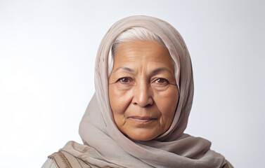 Elderly indian woman with headscarf