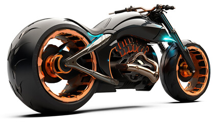 Futuristic motorcycle on transparent background. Generative AI