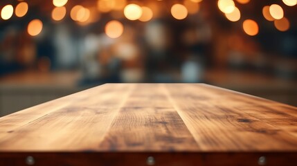 wooden kitchen table in a gorgous kitchen with a strong background bokeh