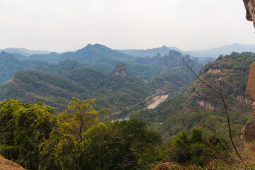 Beautiful mountain landscape of Wuyishan from Da Wang peak in Fujian, China