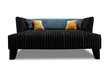black couch with yellow pillows