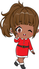 Christmas little girl cartoon flat icon isolated