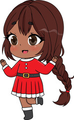 Christmas little girl cartoon flat icon isolated