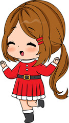 Christmas little girl cartoon flat icon isolated