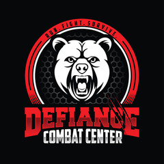 Roaring bear mascot logo. Angry bear face logo. Martial arts silhouette logo vector illustration