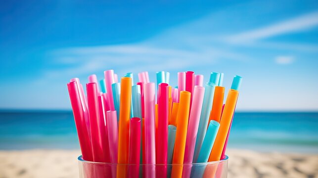 beach background stock photo images of summer, colorful straws