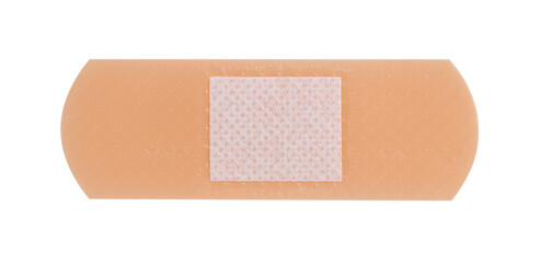 One medical adhesive bandage isolated on white, top view